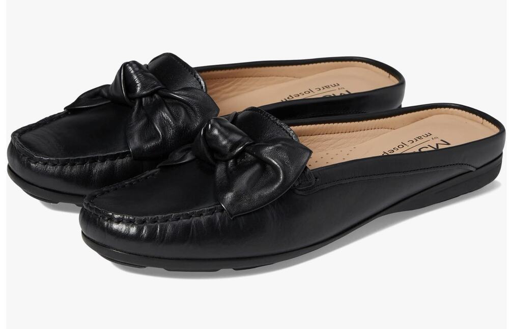 MJNY Marc Joseph Diane Street Flats Black Nappa Leather Size 9.5 NIB Chic Comfy